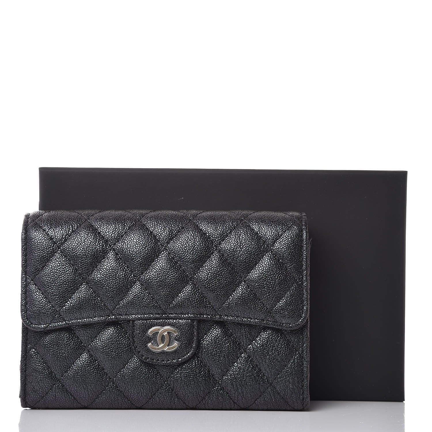 Chanel Iridescent Caviar Quilted Medium Flap Wallet Black 10 of 10