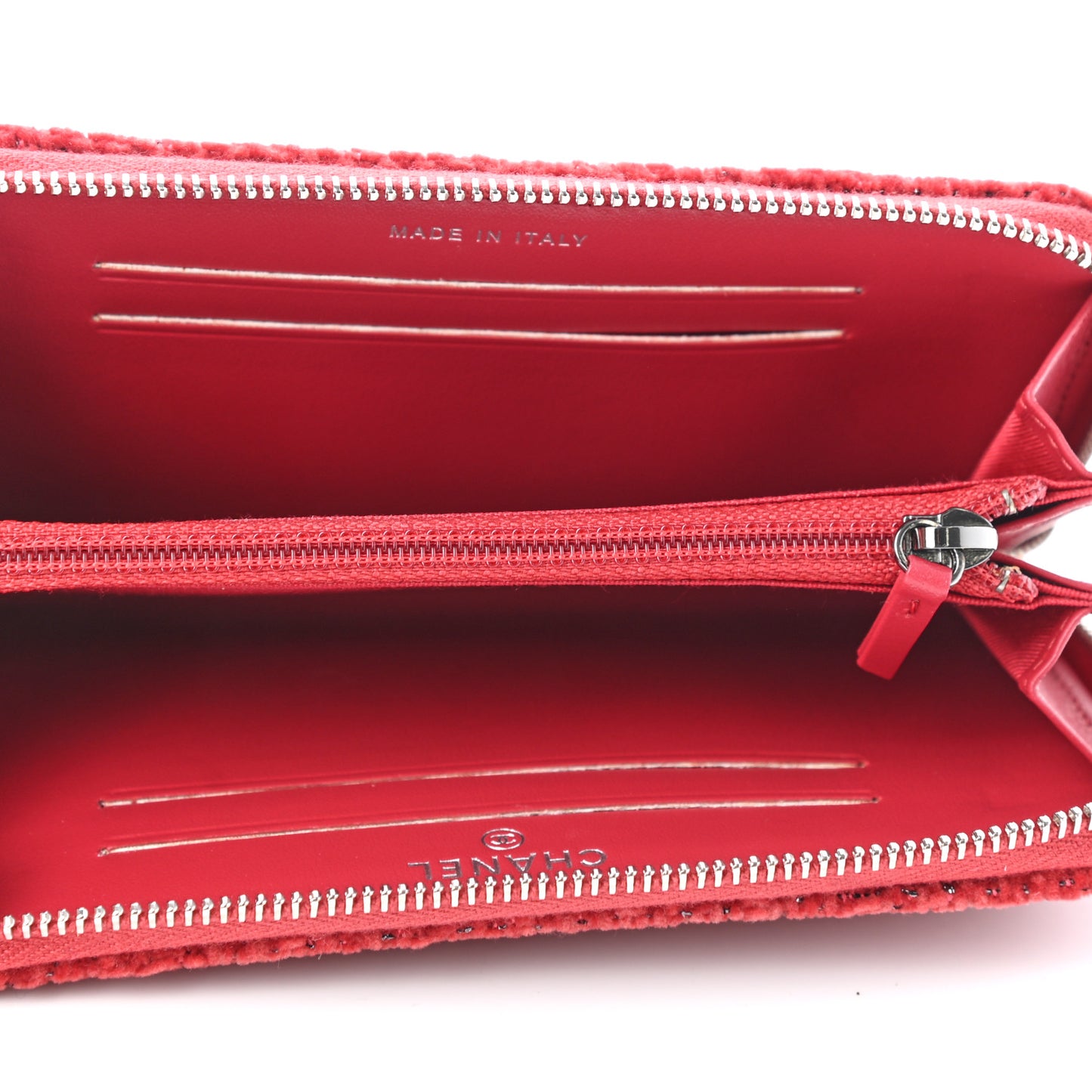 Lurex Boucle Deauville Medium Zip Around Wallet Red