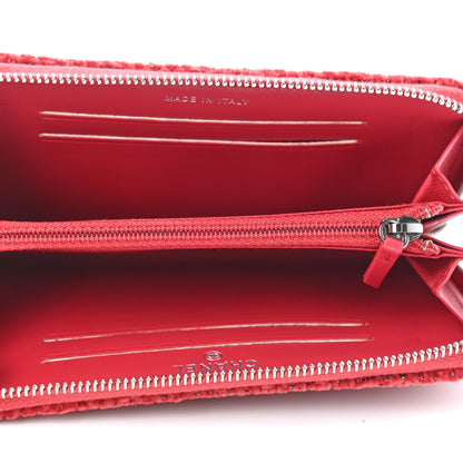 Chanel Lurex Boucle Deauville Medium Zip Around Wallet Red 5 of 8