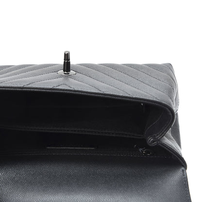 Chanel Caviar Chevron Quilted Mini Coco Handle Flap So Black 4 of 10