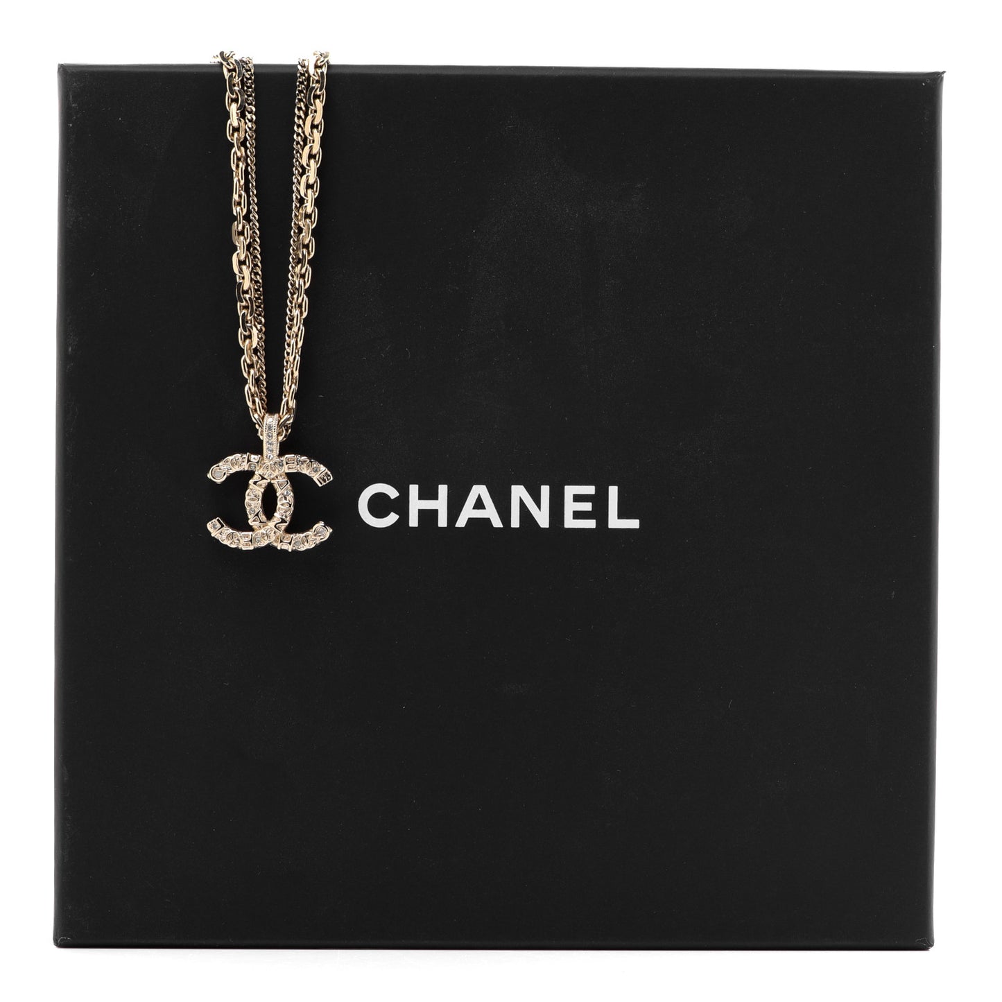 Crystal CC Multi Strand Chain Necklace Gold