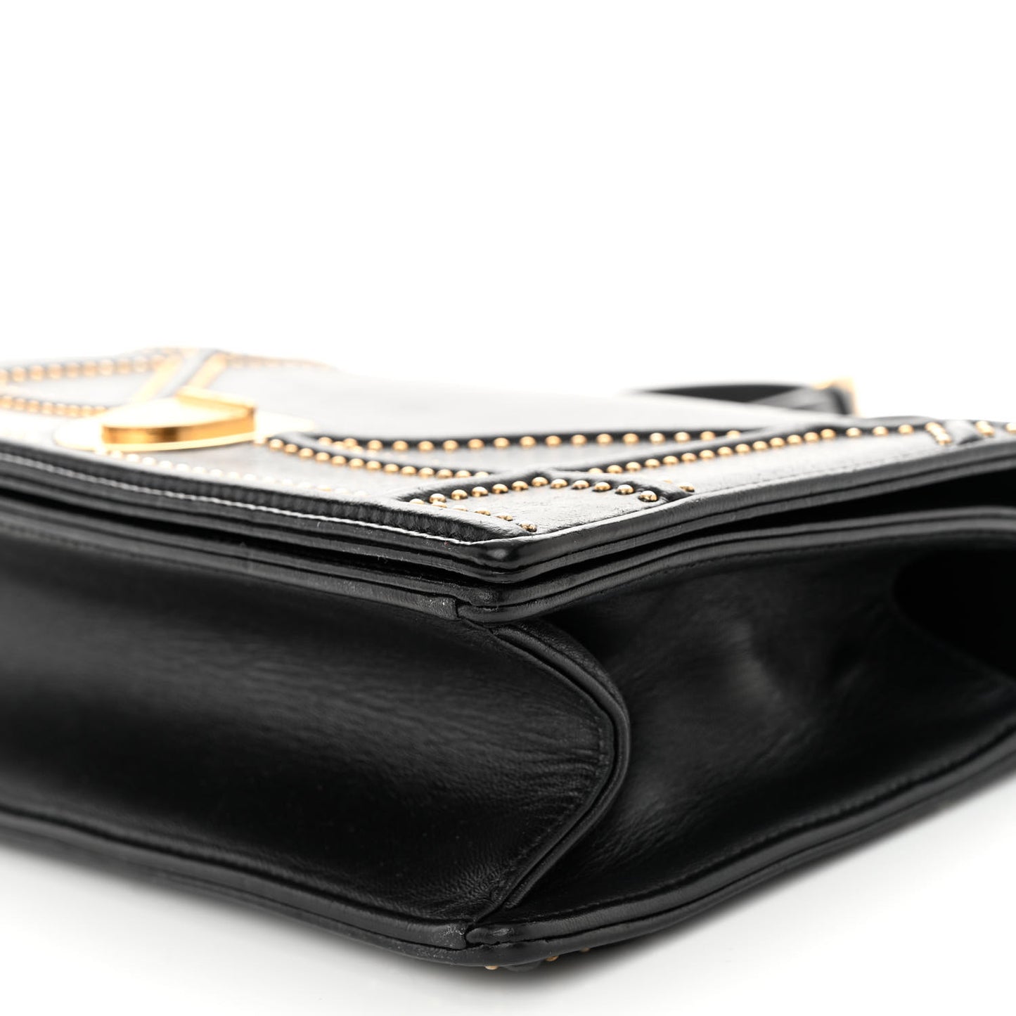 Lambskin Studded Medium Diorama Flap Bag Black