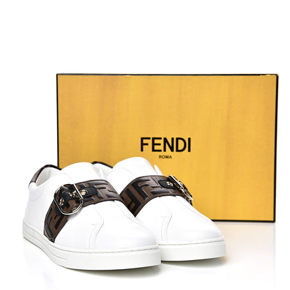 Fendi Vitello FF Embossed Womens Slip On Sneakers 41 Ultra White Maya Black 9 of 9