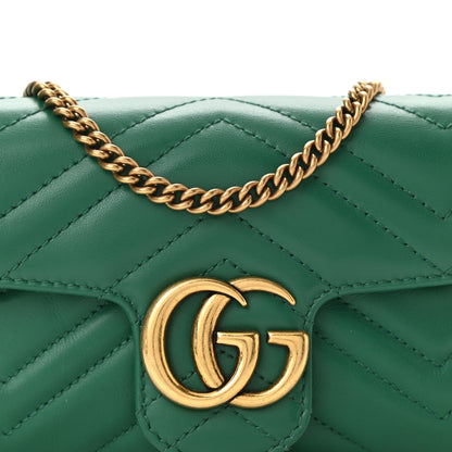 Gucci Calfskin Matelasse Super Mini GG Marmont Shoulder Bag Emerald Green 8 of 11