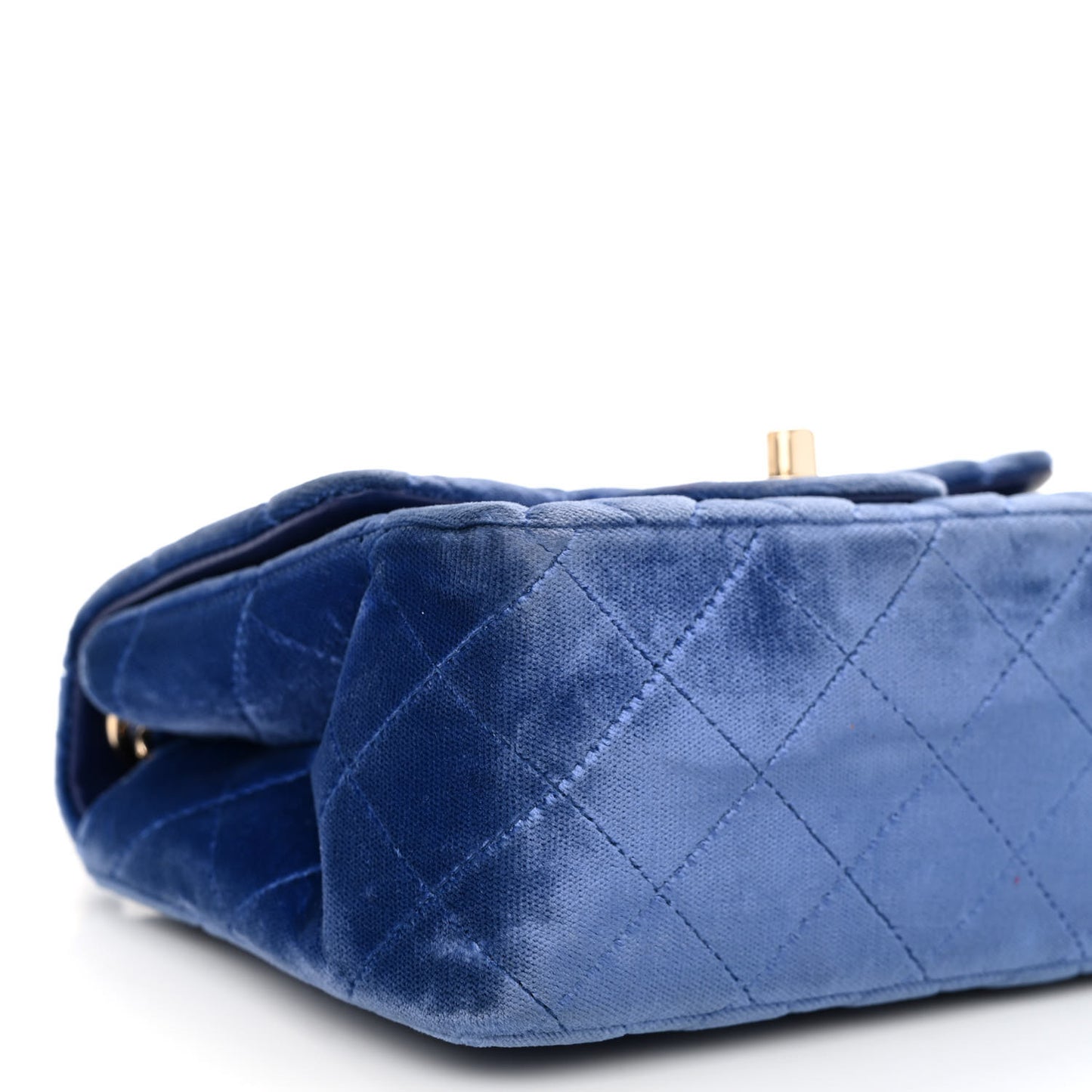 Velvet Quilted Mini Square Flap Blue