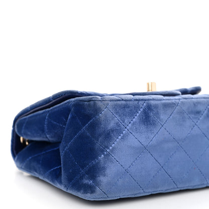 Chanel Velvet Quilted Mini Square Flap Blue 9 of 11