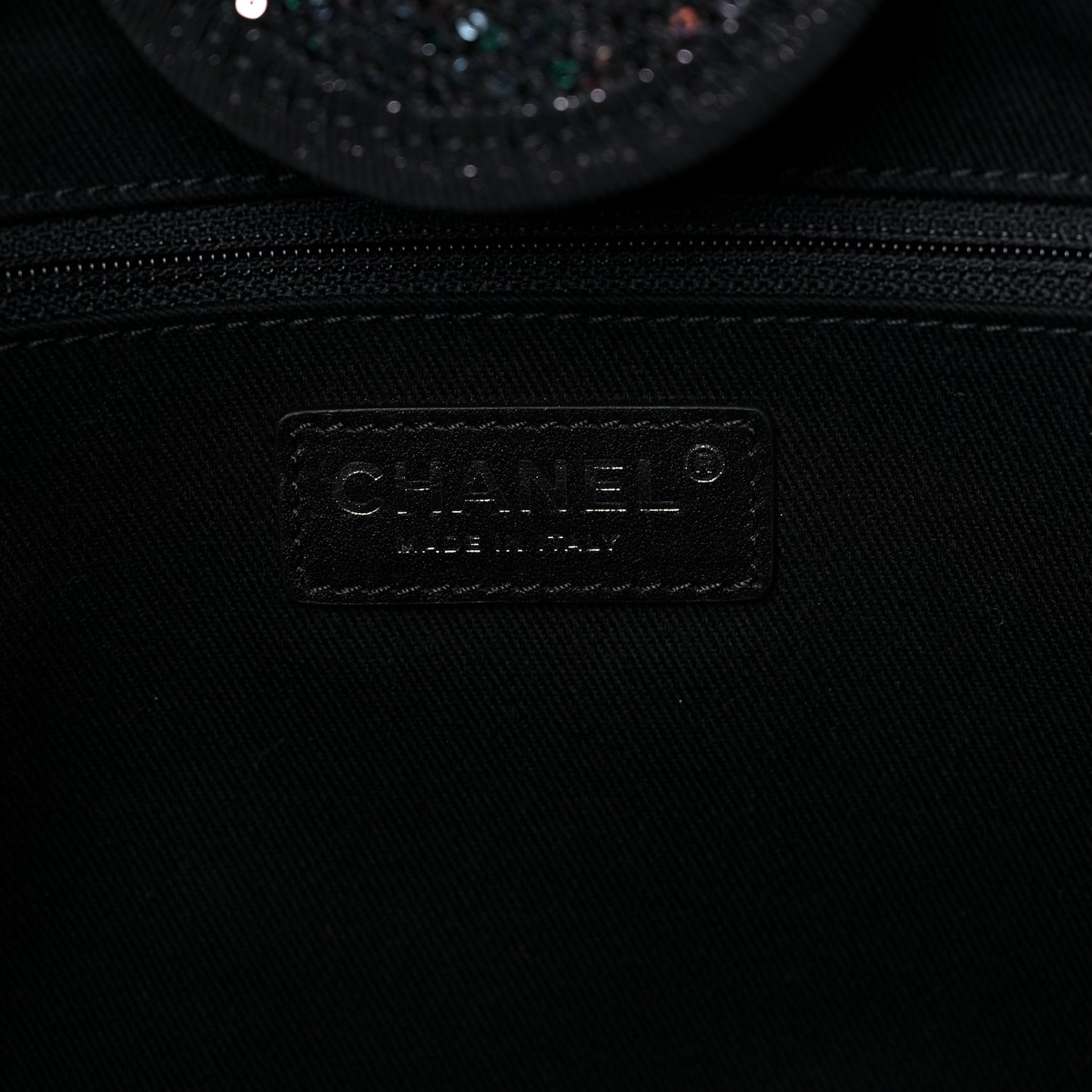 Viscose Sequins Medium Deauville Tote Black