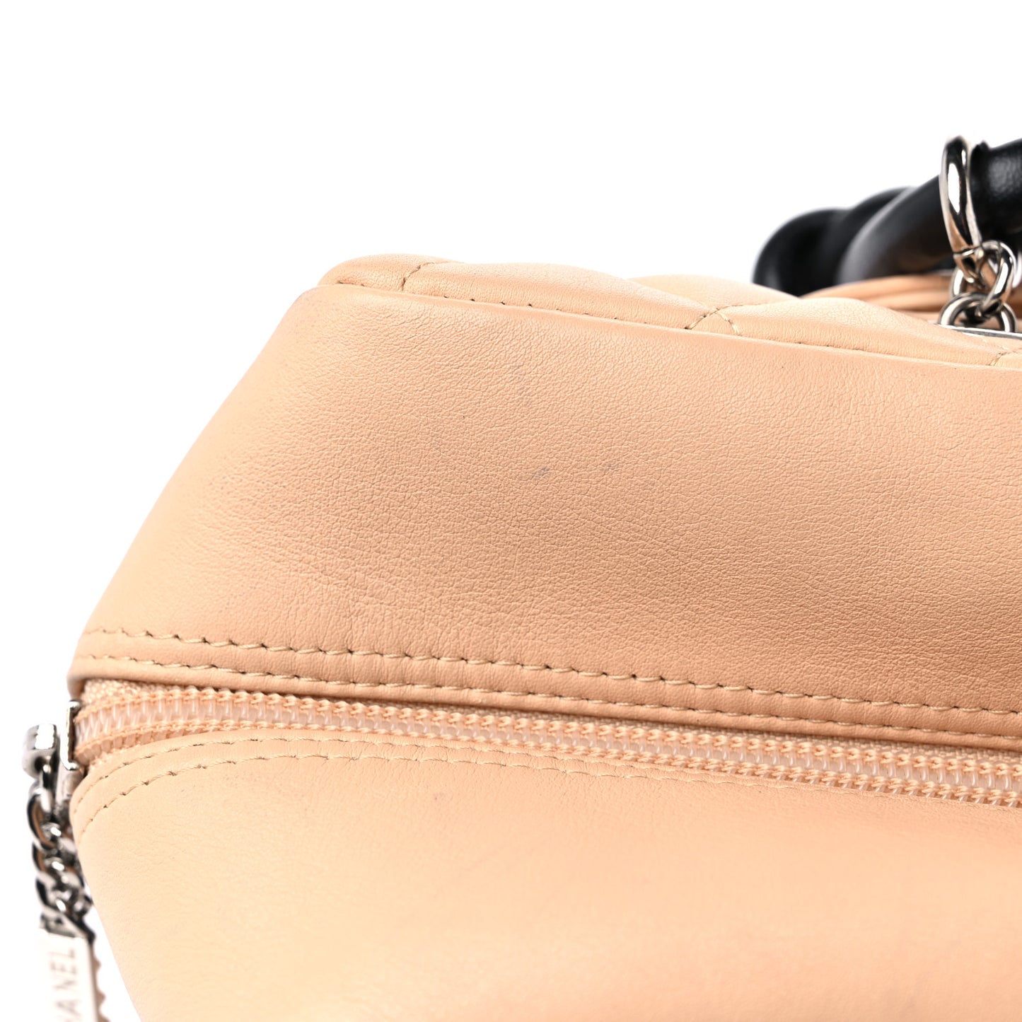 Calfskin Quilted Large Cambon Bowler Beige Black