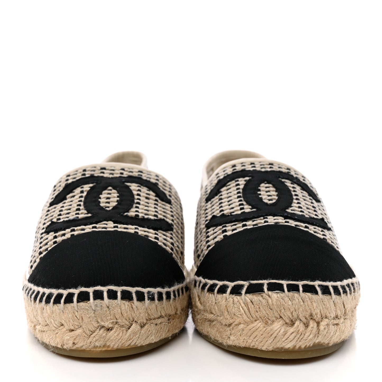 Mesh Grosgrain CC Espadrilles 41 Beige Black