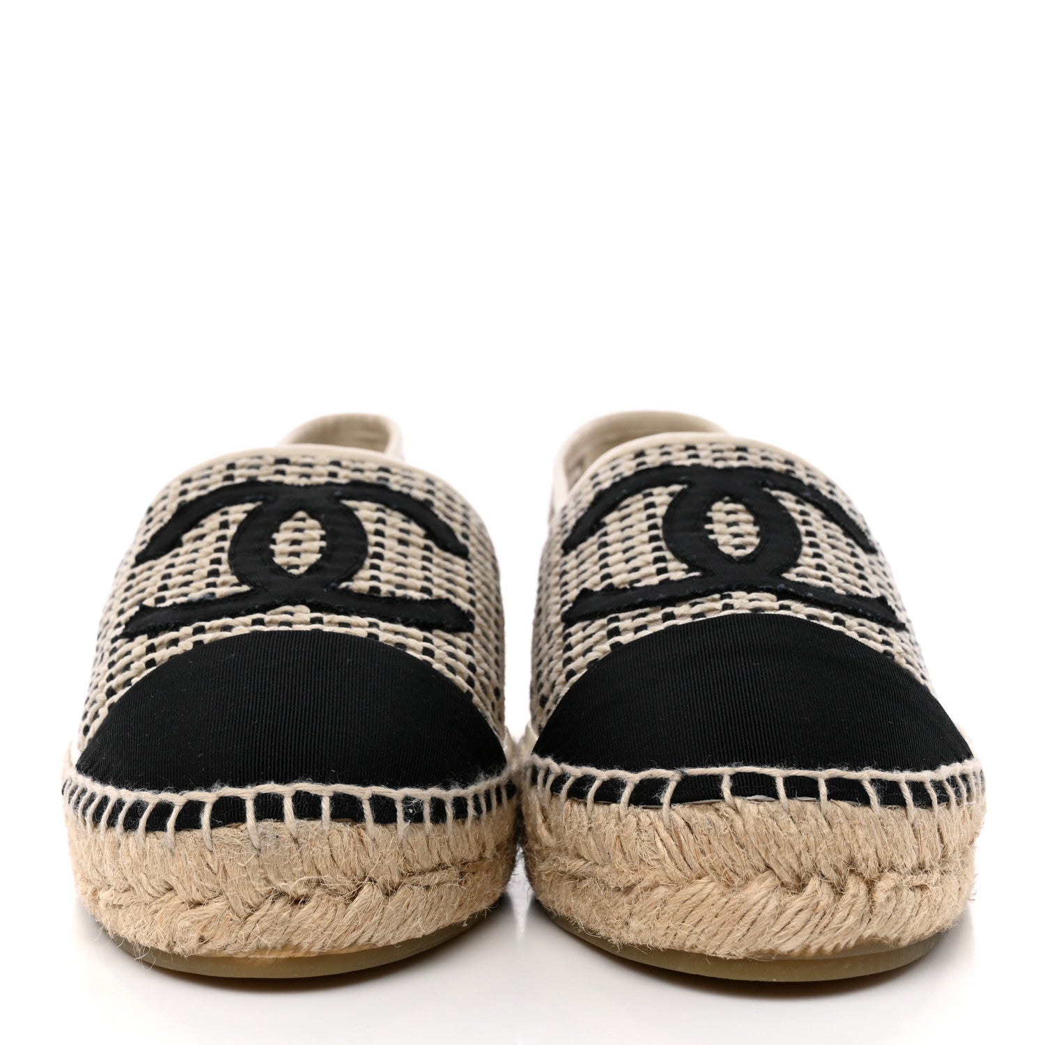Chanel Mesh Grosgrain CC Espadrilles 41 Beige Black 2 of 8