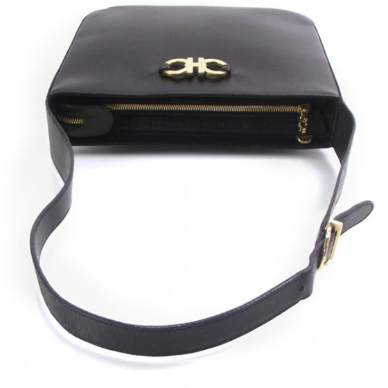 SalavatoreFerragamoLeatherShoulderBagBlack