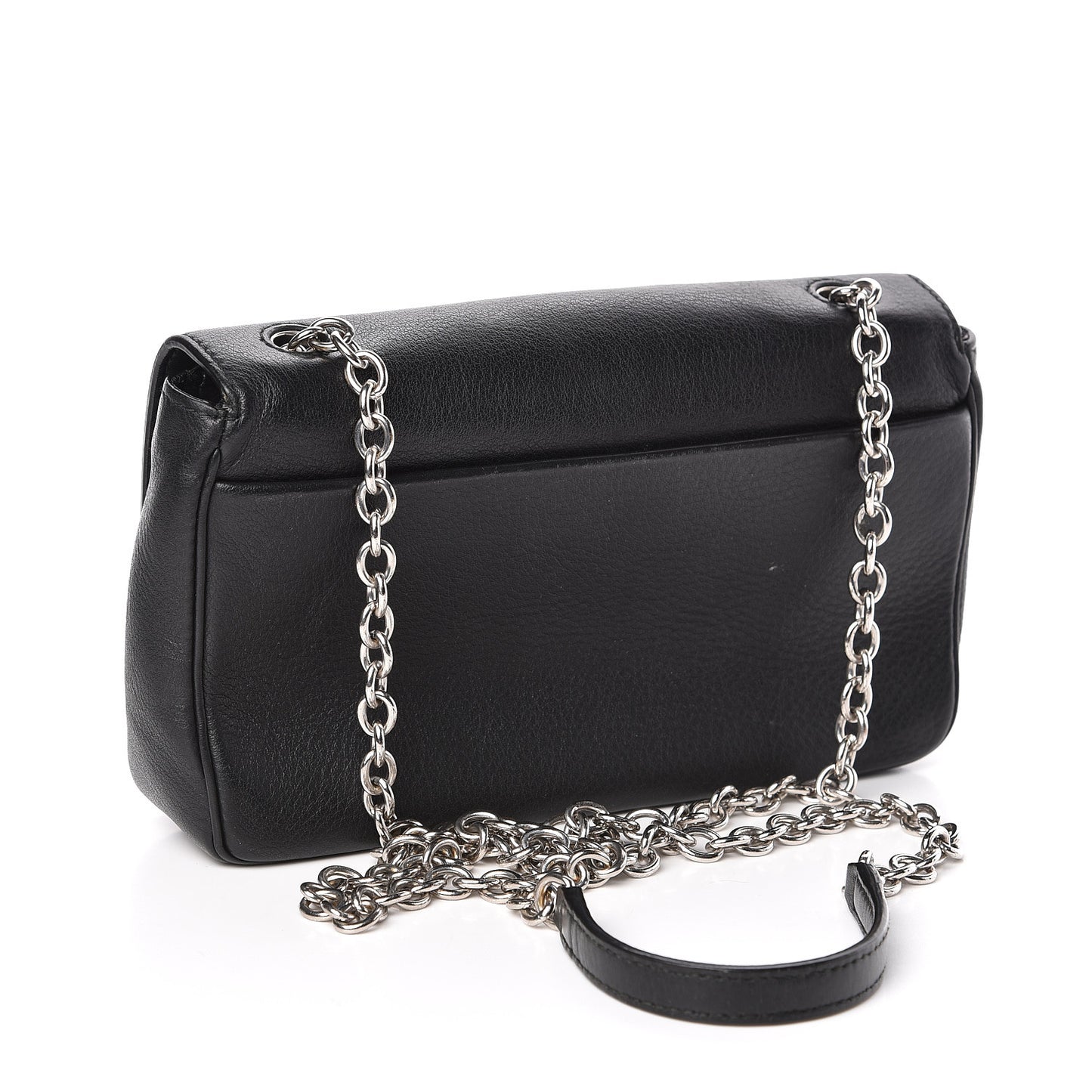 Pebbled Calfskin Everyday Chain Wallet Black