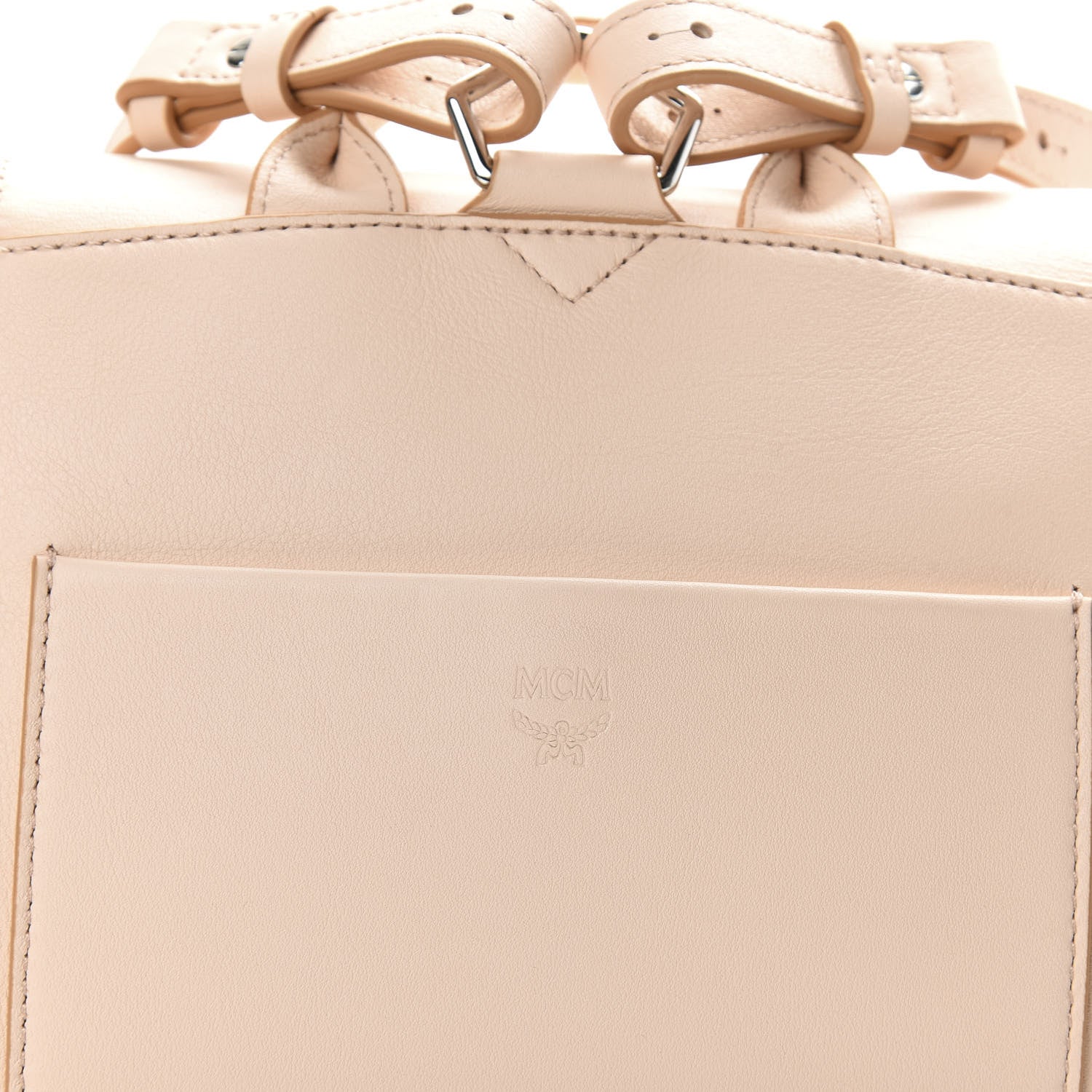 MCM Calfskin Essential Monogram Small Backpack Bisque 7 of 10