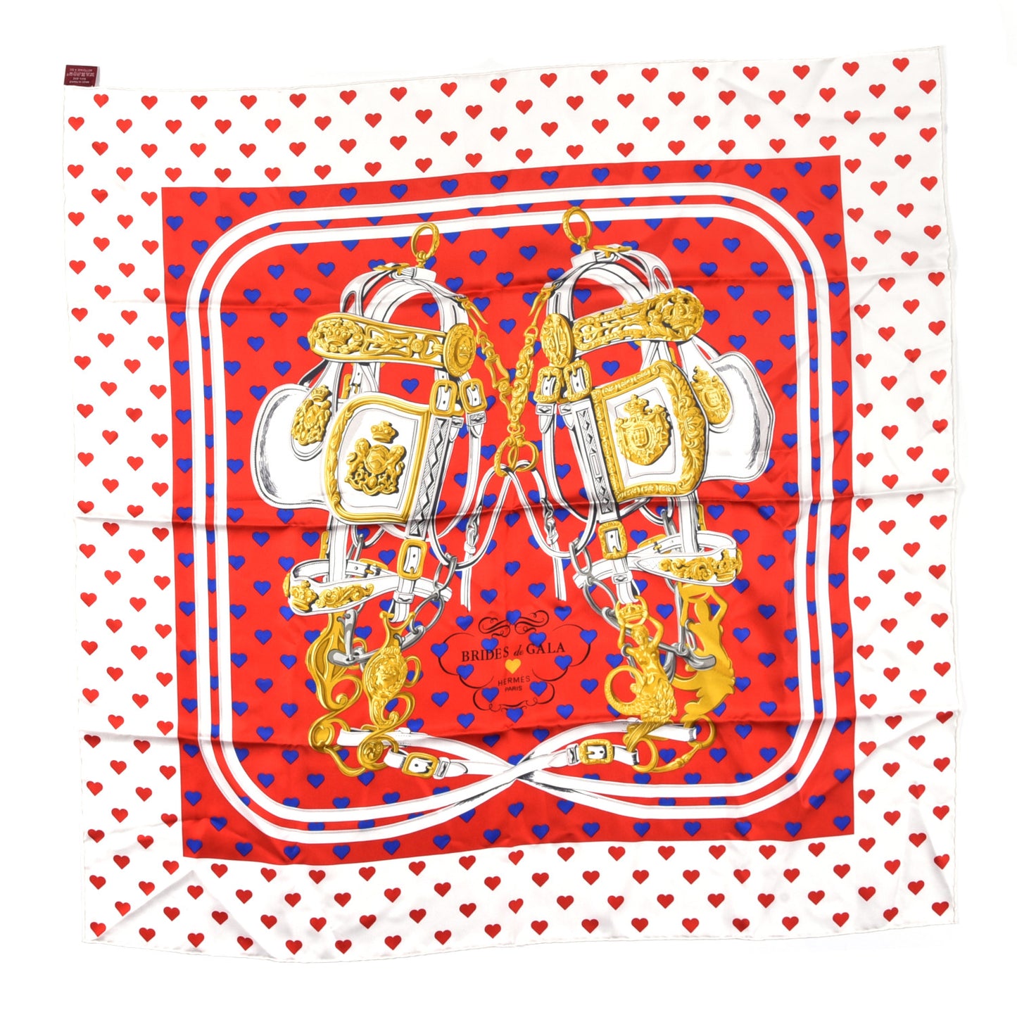 Silk Brides De Gala Love Scarf 90 Rouge Vif Marine White