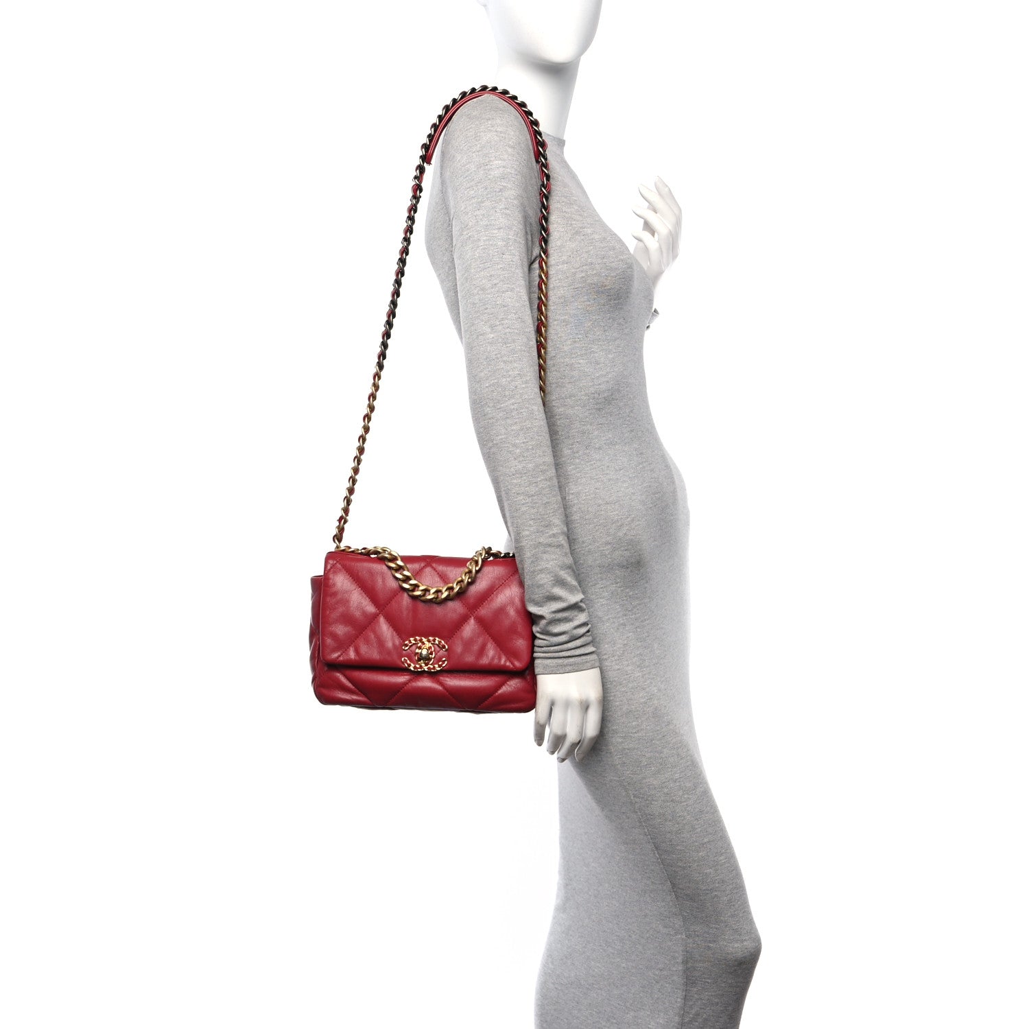 Chanel Goatskin Quilted Medium Chanel 19 Flap Red 3 of 14