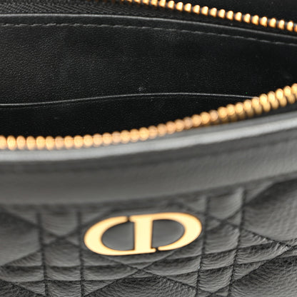 Christian Dior Calfskin Cannage Caro Zipped Pouch With Chain Black 10 of 10