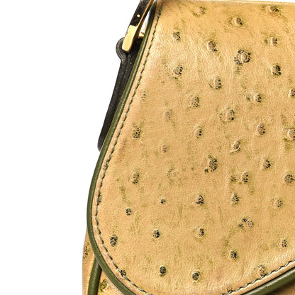 Christian Dior Ostrich Double Saddle Bag Beige Green 8 of 13