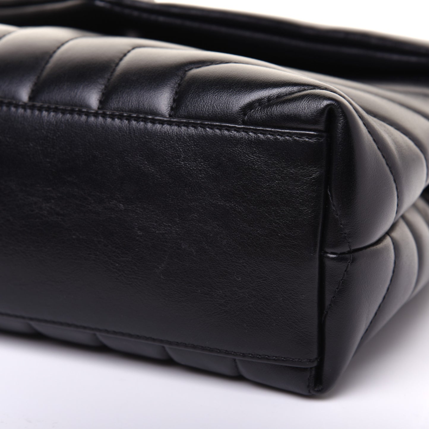 Calfskin Y Quilted Monogram Small Loulou Chain Satchel Black