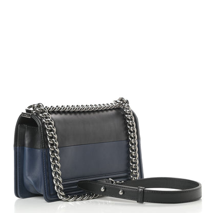 Chanel Lambskin Medium Bi-Color Boy Flap Black Dark Navy 3 of 15