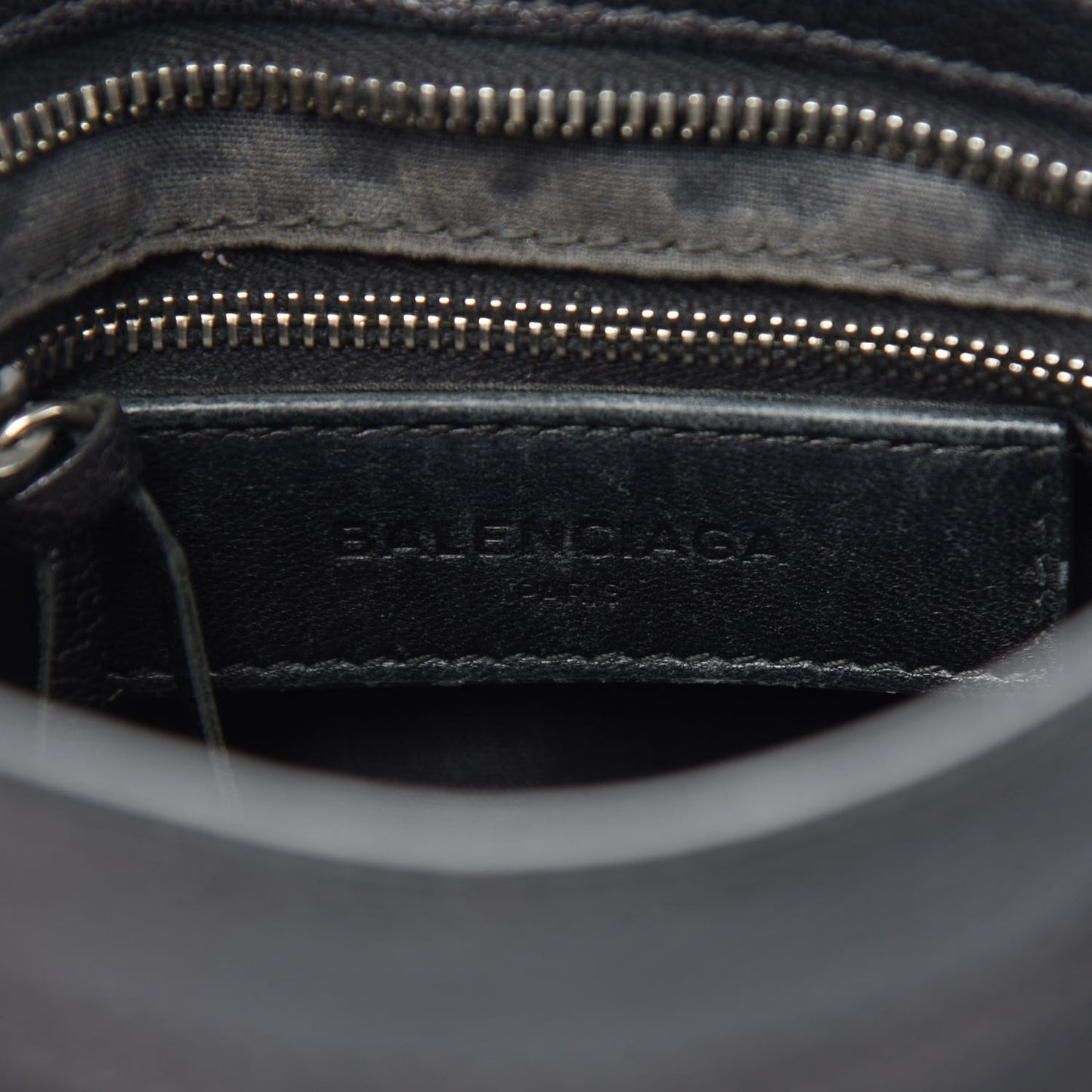 Chevre Silver Metallic Edge Hardware Mini City Black