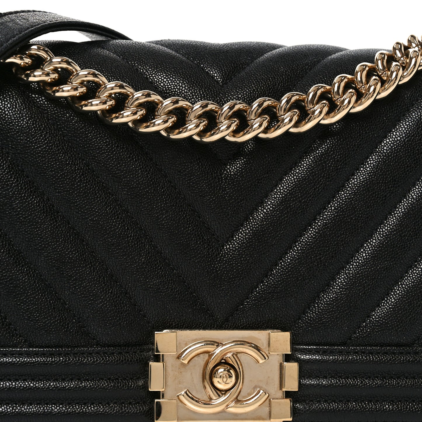 Lambskin Chevron Quilted Medium Boy Flap Black