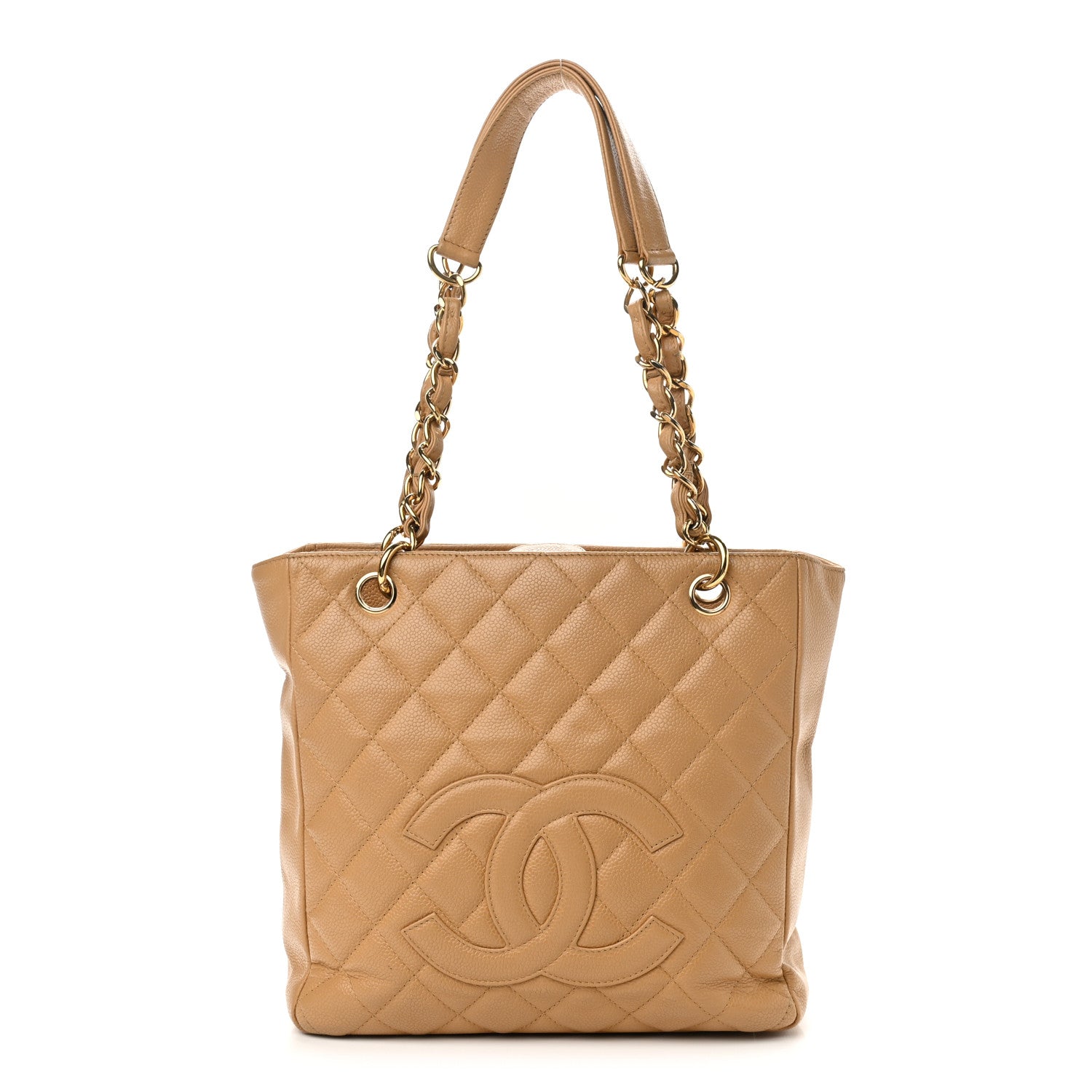 Chanel Caviar Quilted Petit Shopping Tote PST Dark Beige 1 of 13