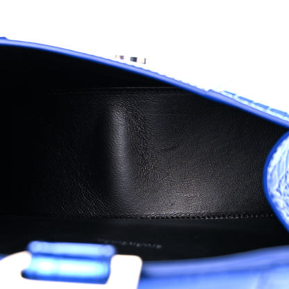 Balenciaga Metallic Shiny Calfskin Crocodile Embossed Hourglass Top Handle Bag XS Royal Blue 5 of 14