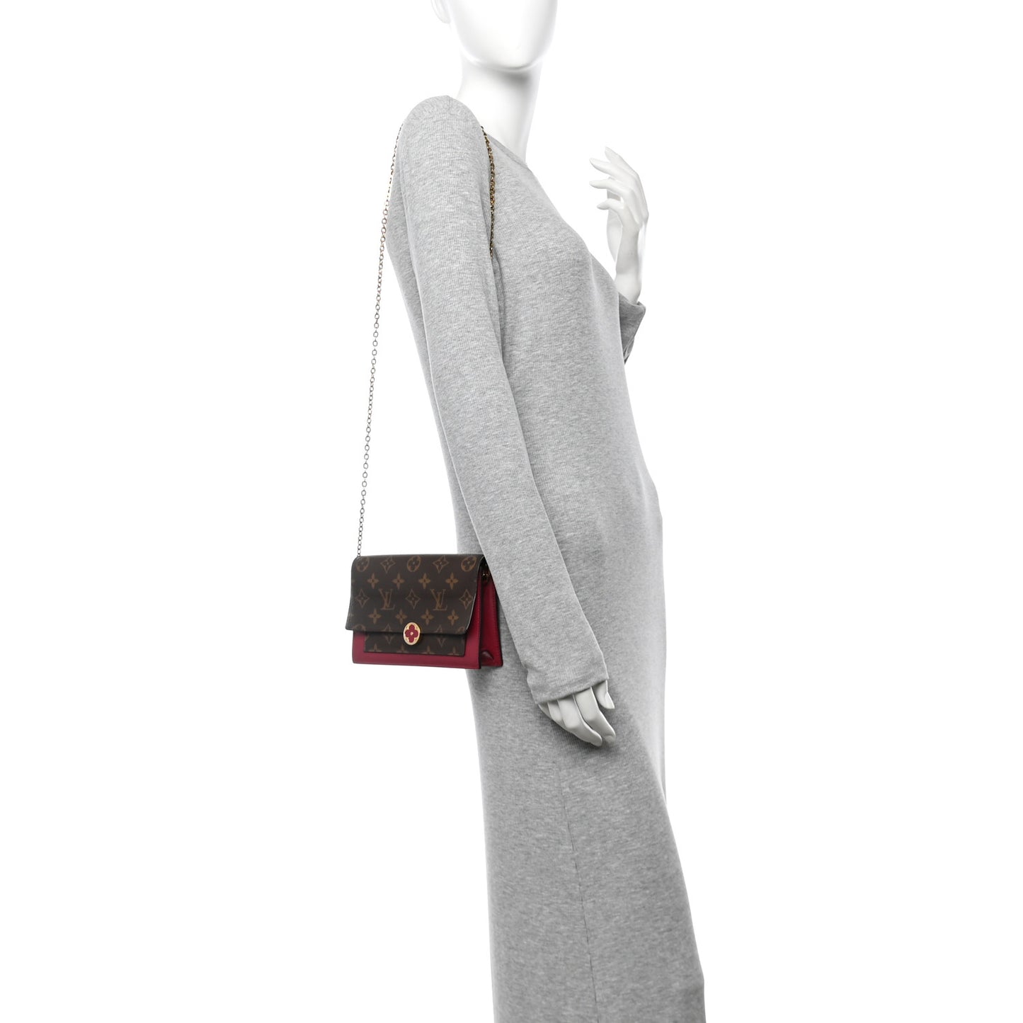 Monogram Flore Chain Wallet Fuchsia