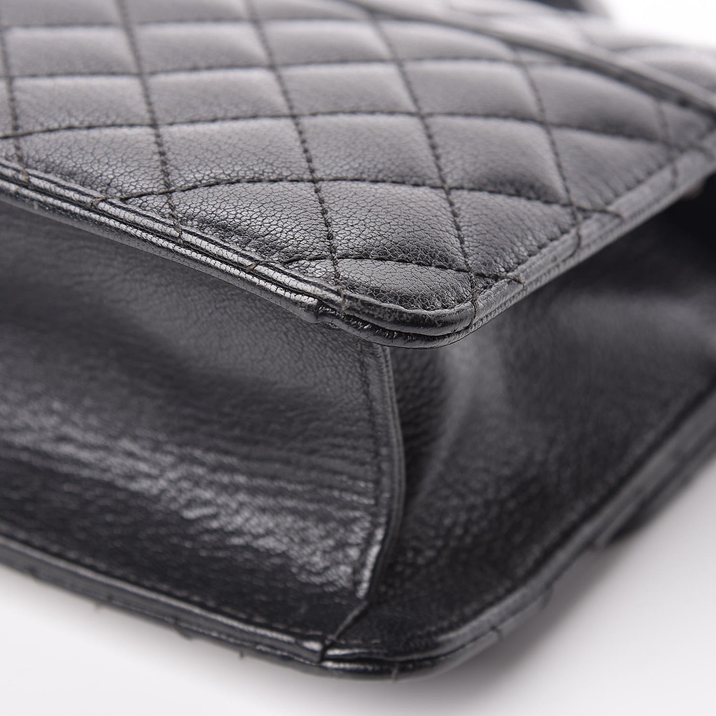 Goatskin Quilted Small CC University Top Handle Flap Black