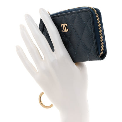 Chanel Caviar Quilted Zipped Key Holder Case Dark Blue 2 of 7