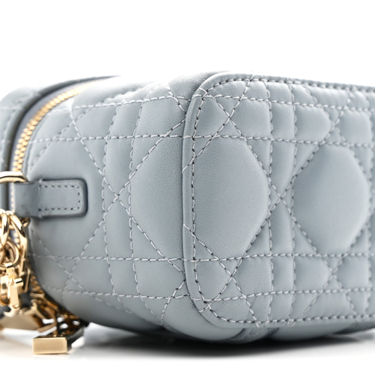 Lambskin Cannage Micro Lady Dior Vanity Case Cloud Blue