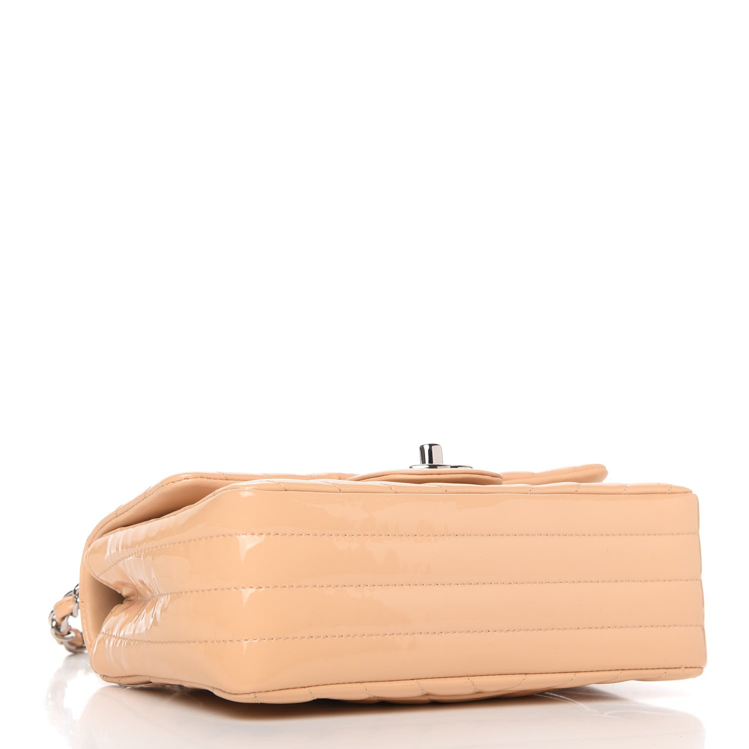 Chanel Patent Chevron Quilted Mini Rectangular Flap Beige 4 of 11