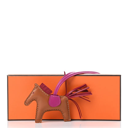Hermes Milo Lambskin Grigri Rodeo Horse Bag Charm PM Gold Rubis Rose Poupre 5 of 5
