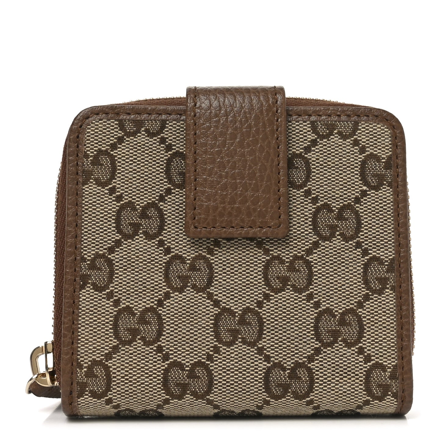 Monogram Dollar Calfskin Zip Around French Wallet Beige Ebony Tabacco