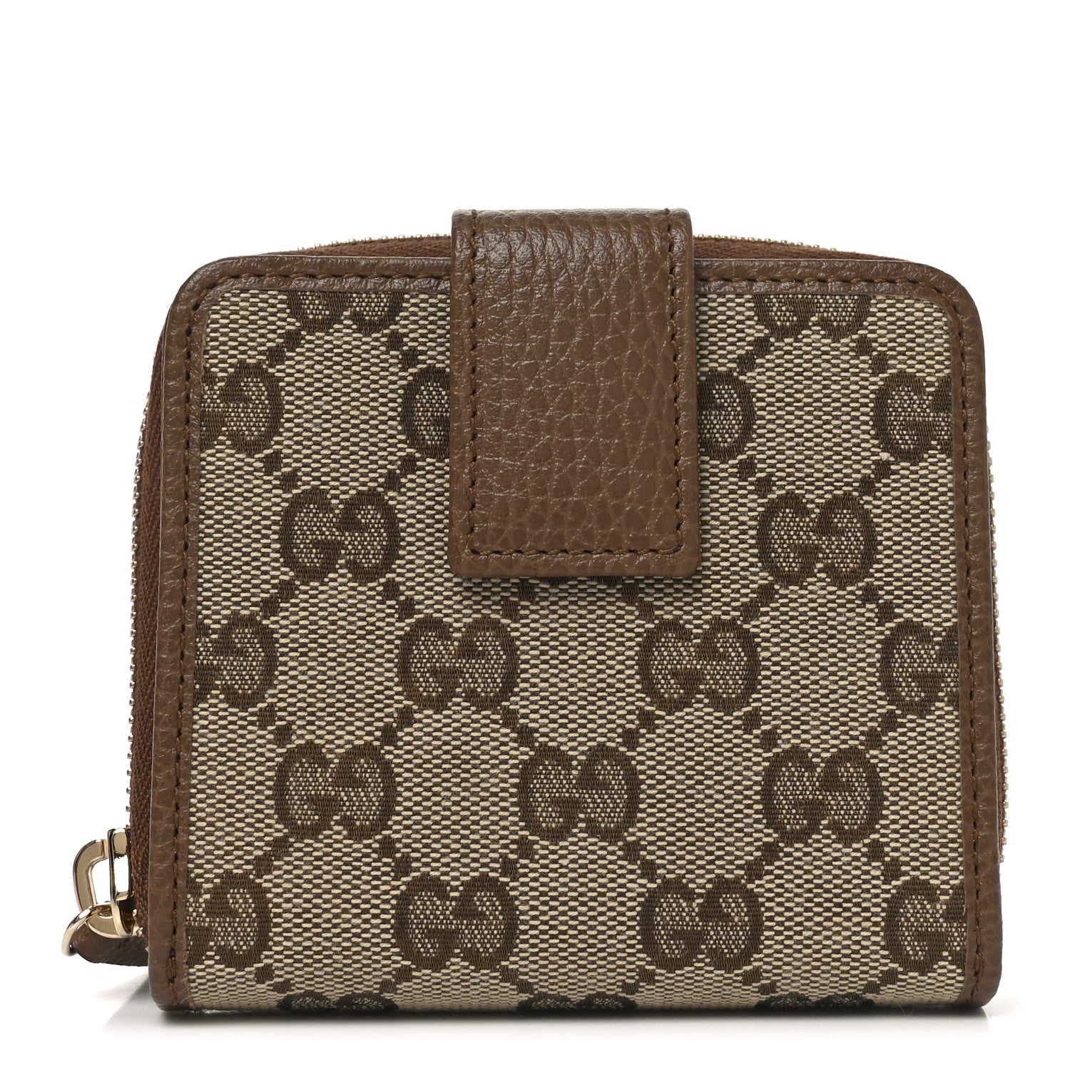 Gucci Monogram Dollar Calfskin Zip Around French Wallet Beige Ebony Tabacco 1 of 8