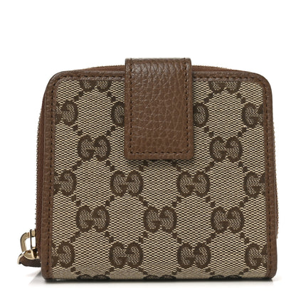 Gucci Monogram Dollar Calfskin Zip Around French Wallet Beige Ebony Tabacco 1 of 8