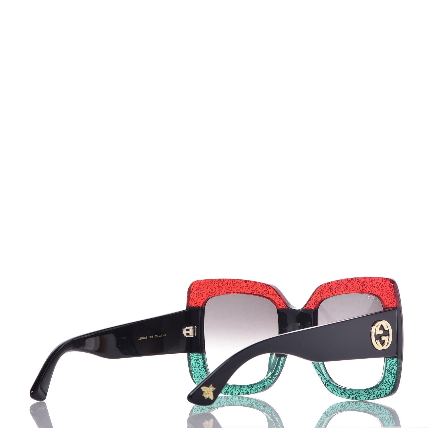 Gucci Square Frame GG0083S Sunglasses Glitter Red Black Green 4 of 7