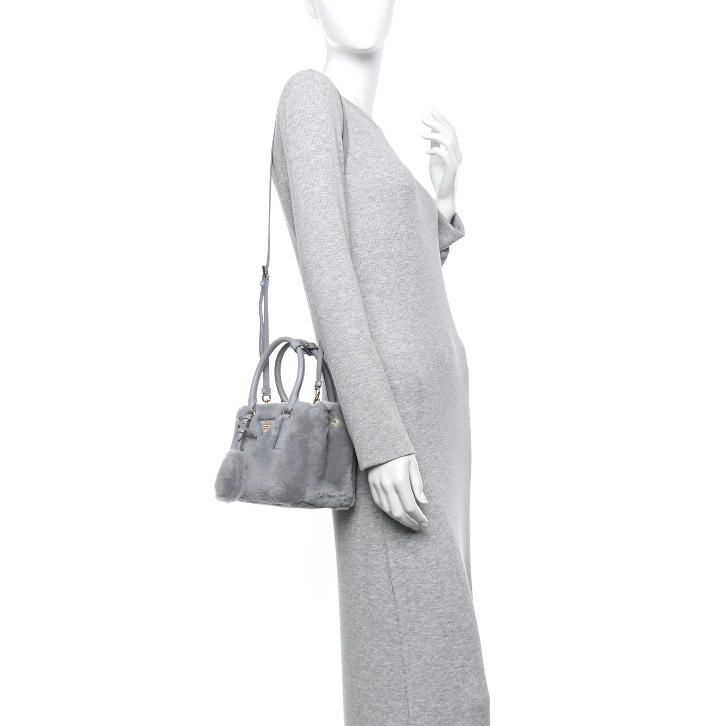 Shearling Mini Galleria Double Zip Tote Fiordaliso