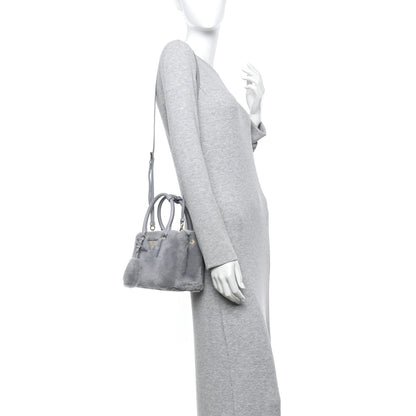 Prada Shearling Mini Galleria Double Zip Tote Fiordaliso 2 of 12