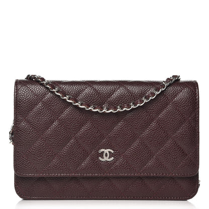 Chanel Caviar Quilted Wallet on Chain WOC Burgundy 1 of 9