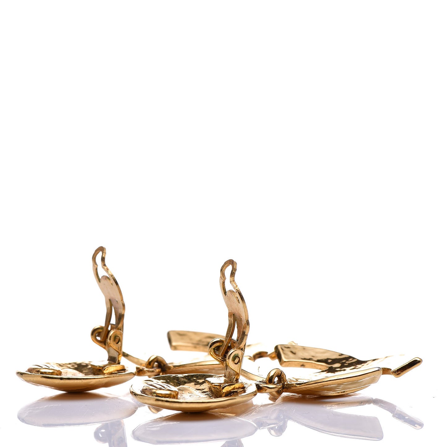 CC Large Drop Clip On Earrings Gold