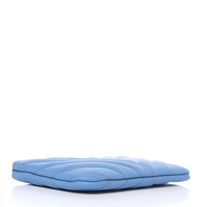Chanel Caviar Chevron Quilted Small Cosmetic Case Blue 4 of 8