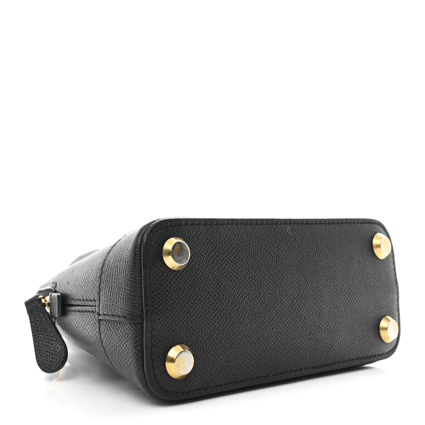 Signature Grained Calfskin XXS Ville Top Handle Bag Black White
