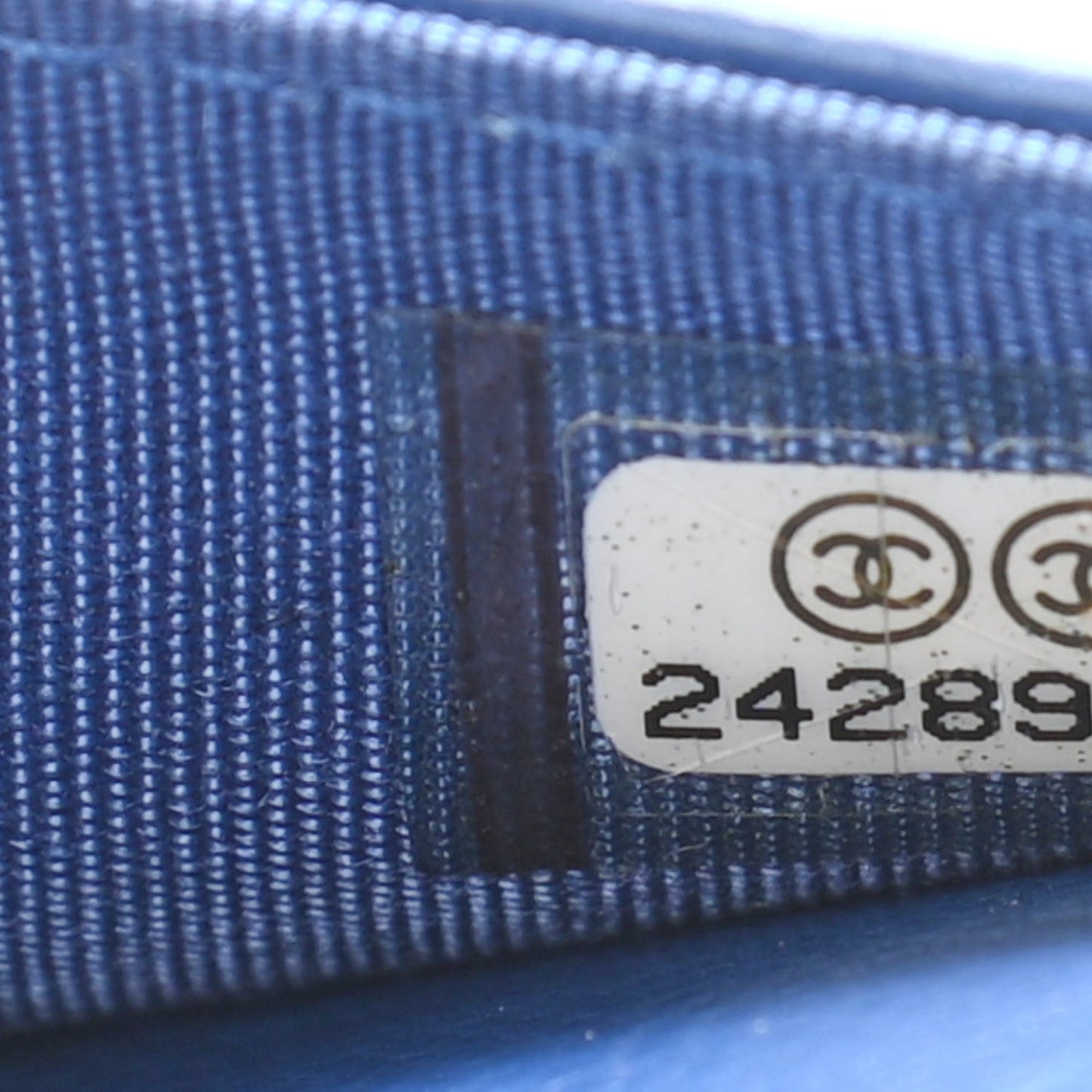Grained Calfskin Quilted Label Click Flap Wallet On Chain WOC Blue