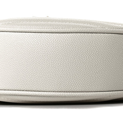 Saint Laurent Grain De Poudre Matelasse Chevron Quilted Round Vinyle Camera Bag Crema Soft 9 of 9