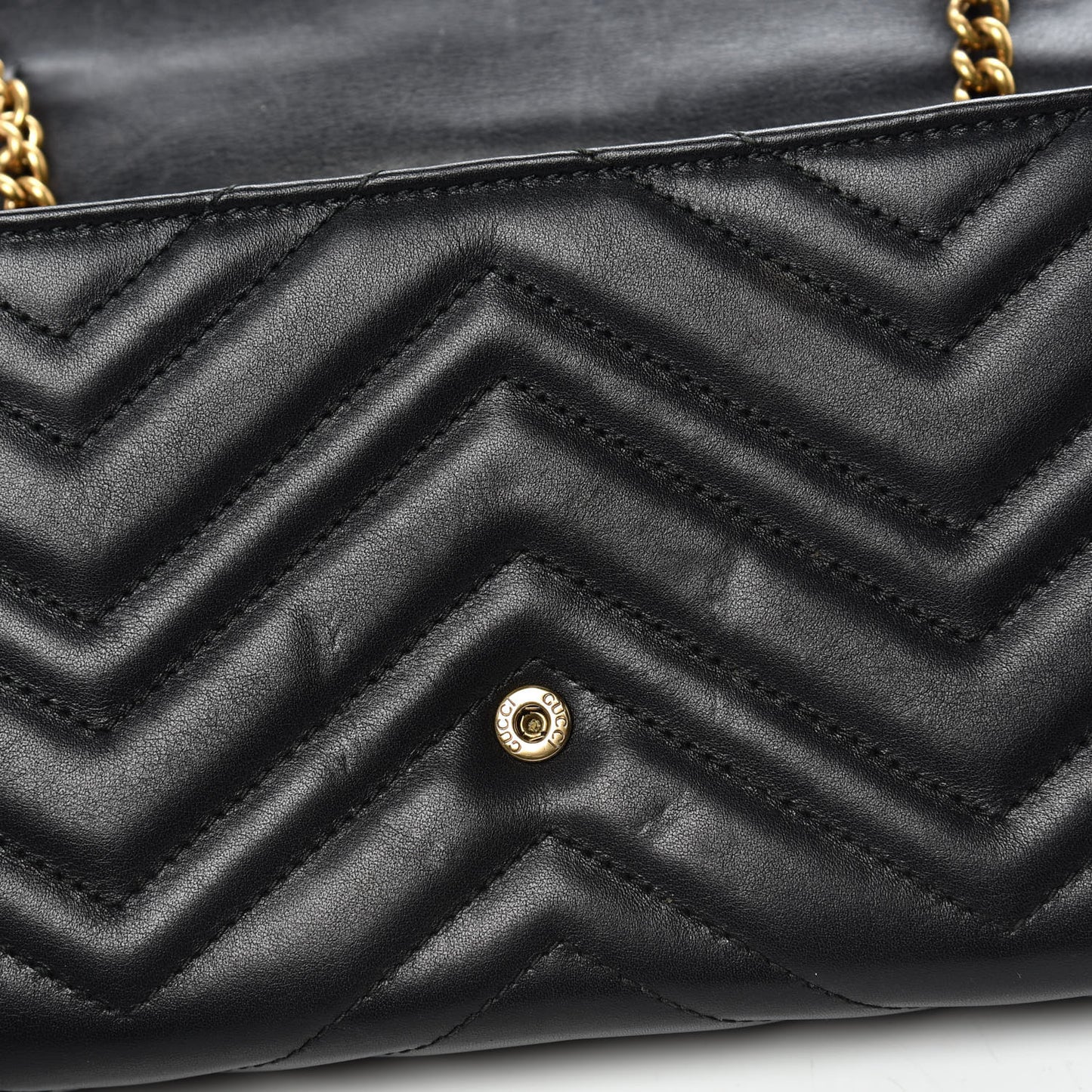 Calfskin Matelasse GG Marmont Chain Wallet Black