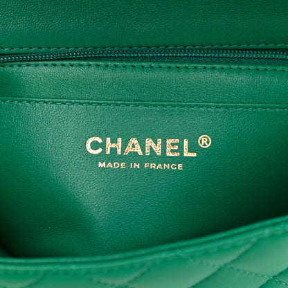 Chanel Lambskin Quilted Mini Top Handle Rectangular Flap Green 6 of 10