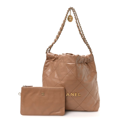 Chanel Shiny Calfskin Quilted Small Chanel 22 Camel 3 of 10