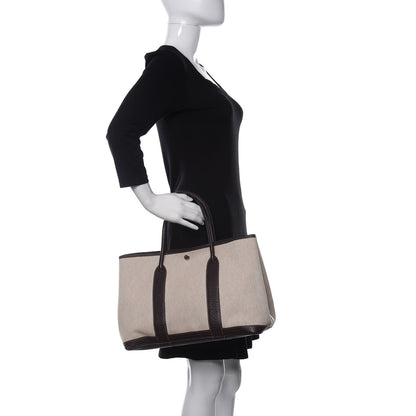 Hermes Toile Buffle Gala Garden Party Tote 36 MM Marron Fonce 2 of 13