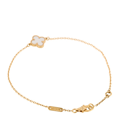 Van Cleef & Arpels 18K Yellow Gold Mother of Pearl Sweet Alhambra Bracelet 2 of 5